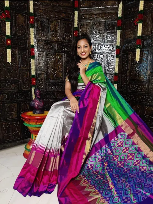 Pure Multicoloured IKKAT Silk Sarees